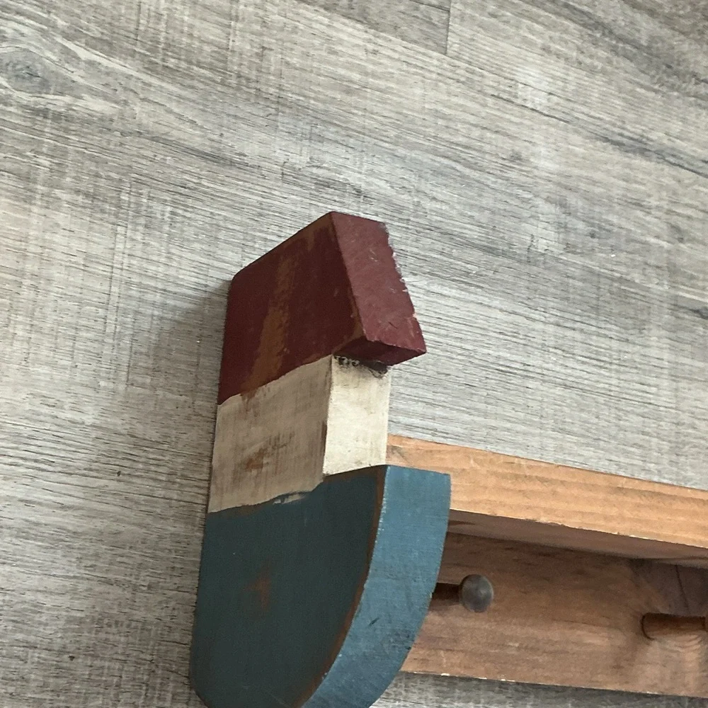 Vintage Wooden Tug Boat Peg Shelf Nautical 90’s